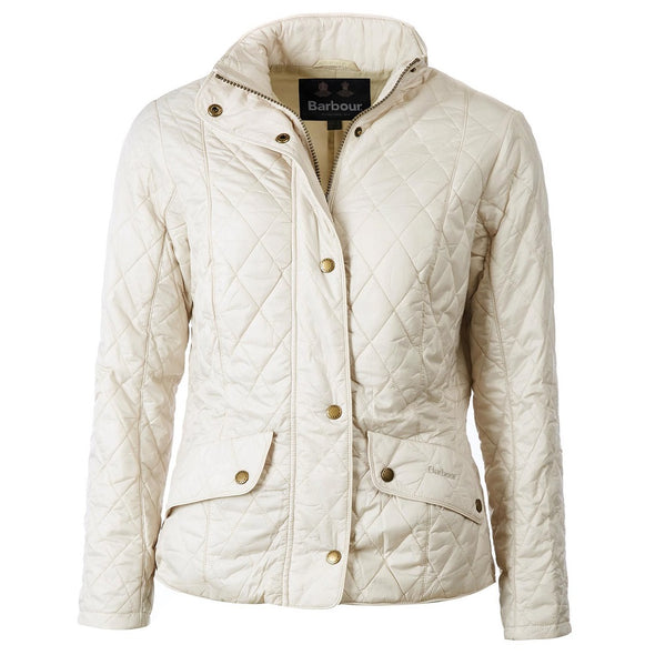 Barbour Flyweight Cavalry Quilted Jacket In Pearl/Stone Size-US4