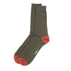 Barbour Houghton Socks Olive/Burnt Orange Size M