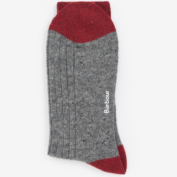 Barbour Houghton Socks Mid Grey/Red