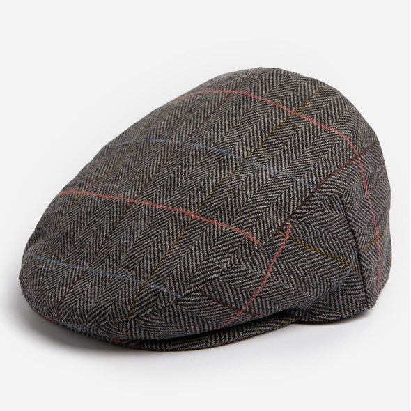 Barbour Wilkin Flat Cap Charcoal Herringbone Size S