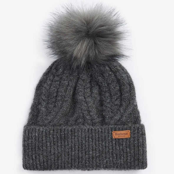 Barbour Elsdon Cable-Knit Beanie Classic Grey Hat One Size