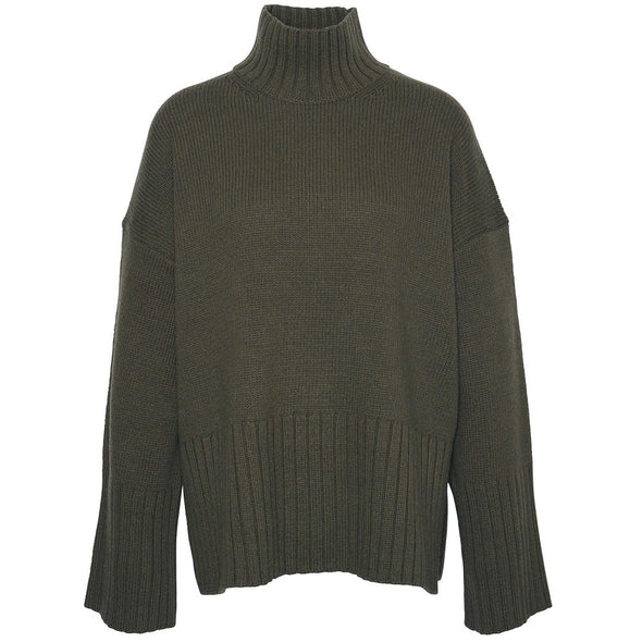 Barbour Serena Knit High-Neck Jumper In Dark Moss