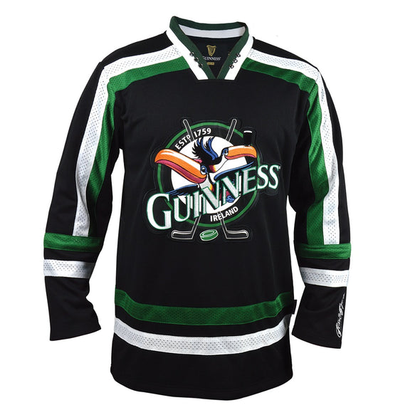Guinness Toucan Hockey Jersey Black and Green Size-S