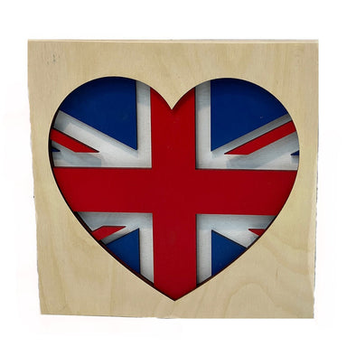 Gone with the Grain Union Jack Layered Heart Decor