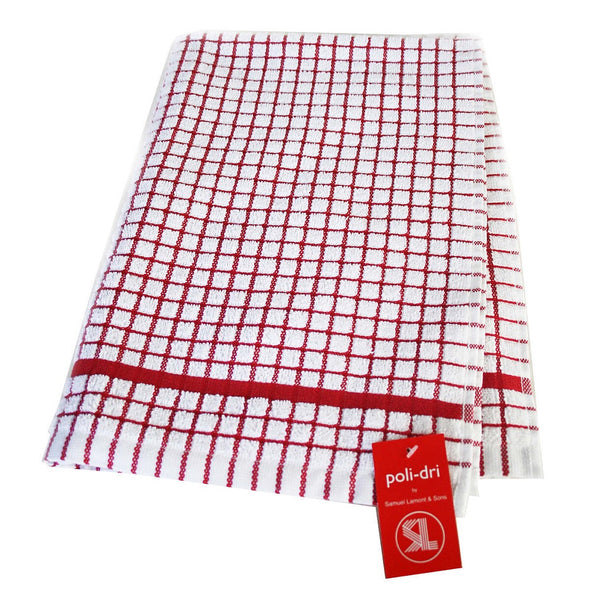 Samuel Lamont Poli Dri Tea Towel Red with logo